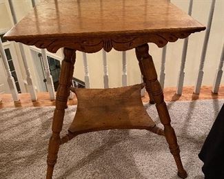 $75. Square Antique Side Table. Measures 23" square x 26.5" tall. 