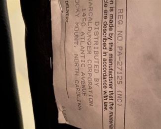 $225. Vintage Barcalounger Reclining Chair in Blue Leather. Measures 33" wide outside arms. 19" wide seat. 38.5" Floor to top of Back. 19.5" Floor to Seat. 