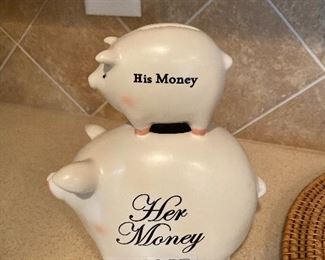$10. His Money - Her Money Piggy Bank (his drops right into hers!)