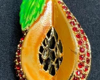Gold Tone Crystal Pear Brooch, Jewelry
