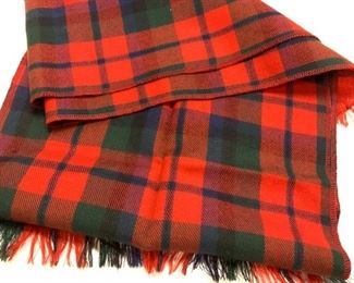 Plaid Wool Scarf with Fringe
