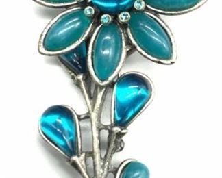 Chunky Teal Flower Brooch
