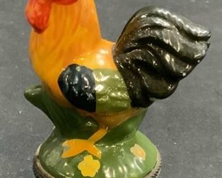 Hand Painted Ceramic Rooster Pill Box
