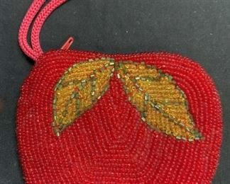 Beaded Red Apple Coin Purse
