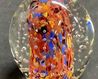 Murano Style Art Glass Bubble Paperweight
