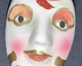 Hand Painted Porcelain Mask Pill Box
