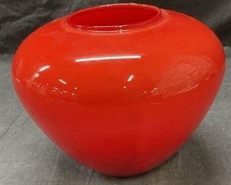 Opaque Post Modern Red Glass Vessel / Vase
