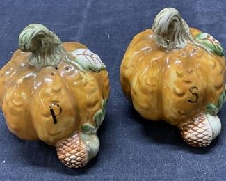 Pair Pumpkin Salt & Pepper Shakers
