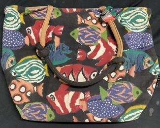 SUN N SAND Fish Print Beach Tote Bag
