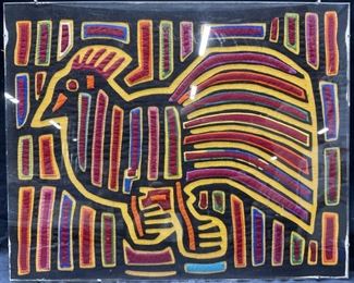 Rainbow Chicken Tapestry, Textile Art
