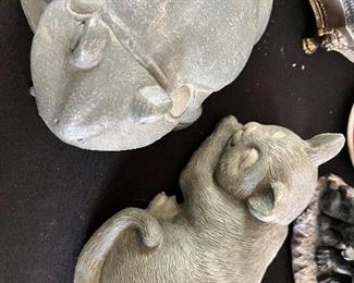 Cat and frog statue