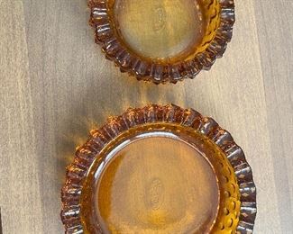Fenton hobnob amber stacking ashtrays 