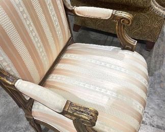 Antique Chairs with silk fabric