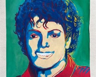 auction Hou Andy Warhol MJ signed and stamped mixed media