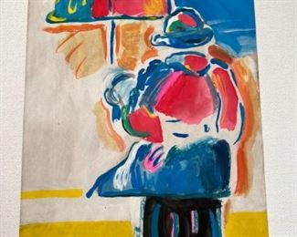 auction HOU Peter Max painting on paper signed and stamped mixed media