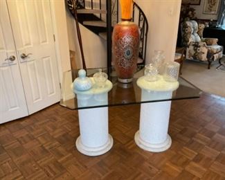GLASS TOP TABLE.  COOL