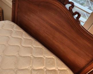 Vintage  Ribbon Motif Twin Bed Headboard and Twin Mattress in very good condition