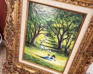 Framed Painting  Enamel on Copper by Charles Parthenius (signed). 