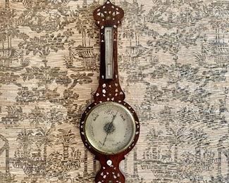 Fine "By Royal Appointment" Mother Of Pearl & Brass Inlaid Barometer