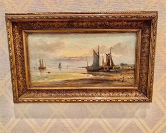 Stephen Arthur Galton English 1829-1904 Coastal Scene with sailboats 