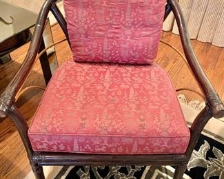 Pair of vintage chinoiserie McGuire arm chairs