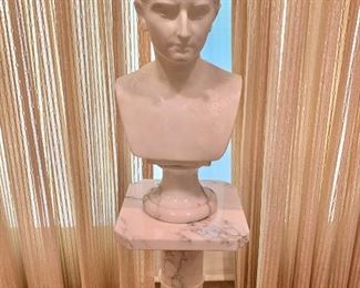 Marble bust on marble pedestal