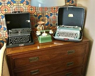 Royal, Smith Corona typewriters , vintage telephone 
