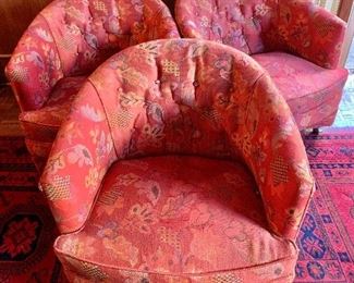 3 Vintage Erwin-Lambeth club chairs