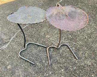Pair lily pad metal tables 