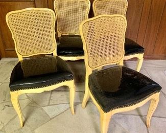4 Rattan and hobnailed chairs 