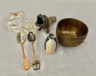 Royal Copenhagen penguin, cheese mold, vintage spoons and more 