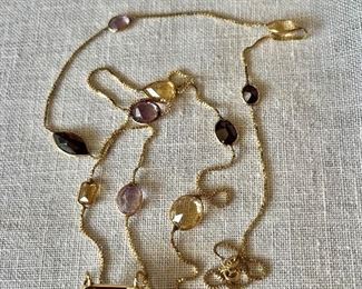 Necklace with topaz, amethyst, and citrine stones 