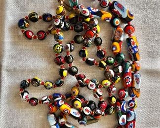 Murano millefiore beaded necklaces 