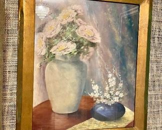 W.E. Ashbaugh floral still life in gilt wood frame 