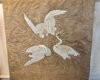 Vintage "Dancing Cranes" tapestry