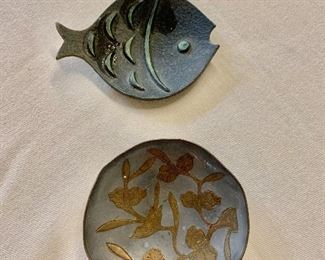 Mid Century Modern fish and floral plate 