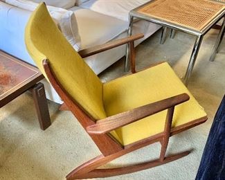 Pair Danish Teak Boomerang Rocking Chairs
