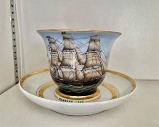 Captain's Cup and saucer signed , labeled "Granite City"
