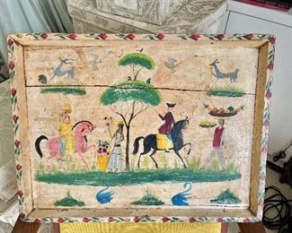 Large hand painted tray procession 