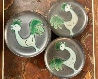 Cerenne Vallauris France rooster plates 