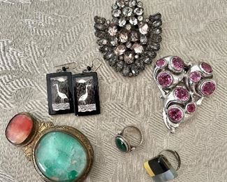 Vintage fur clips, earrings, ring and pin 