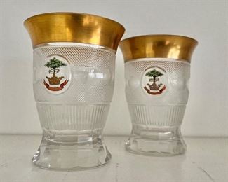 Hamilton Crest Through  gold encrusted water glasses 