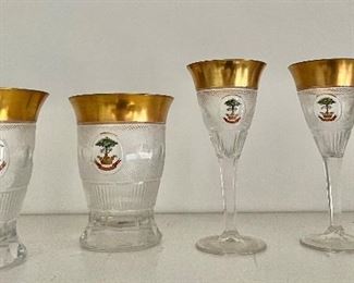 Hamilton Crest Through  gold encrusted glassware  glasses, wine glasses 
