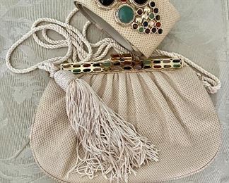 Judith Leiber purse with tassle and matching belt 