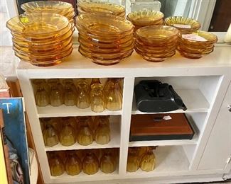 Large selection of Amber glassware 
