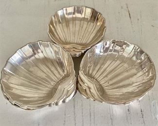 Sterling silver group of shell dishes 