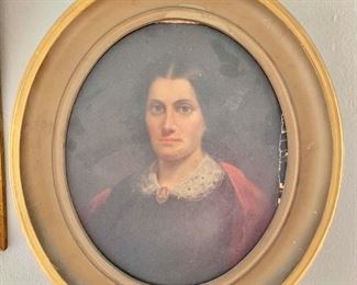 19th C portrait of a woman  original art 