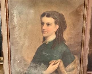 19th C Portrait of a woman original art