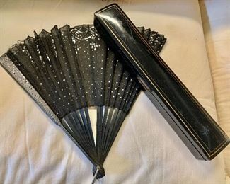 Black lace fan in original box 
