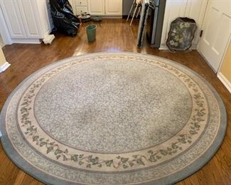 #6	Round Blue/Mauve Machine Made Rug (as is stains) - 96"Diameter	 $45.00 
